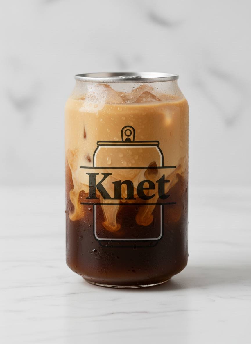 Animation boisson événementielle Knet : café latté glacé premium en canette