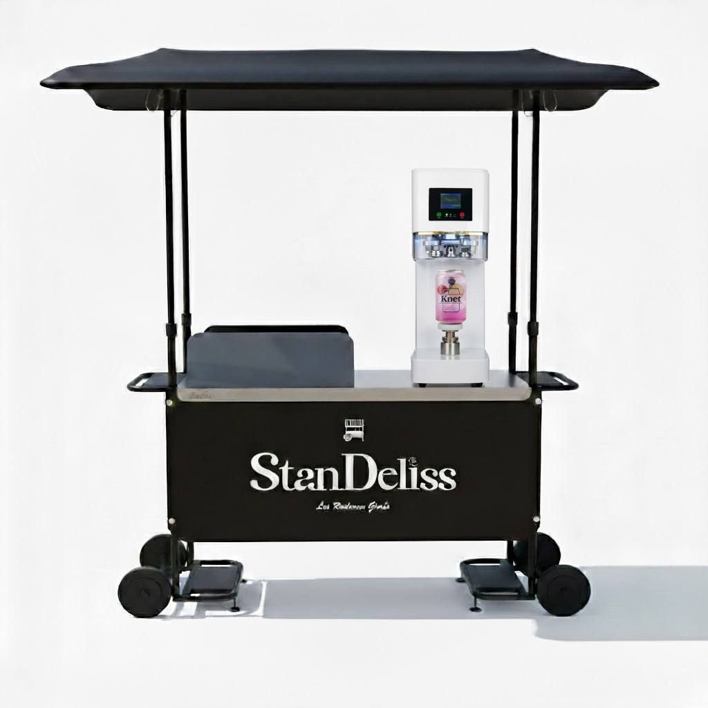 Stand Knet StanDeliss – élégant, mobile et personnalisable pour animation boisson événementielle