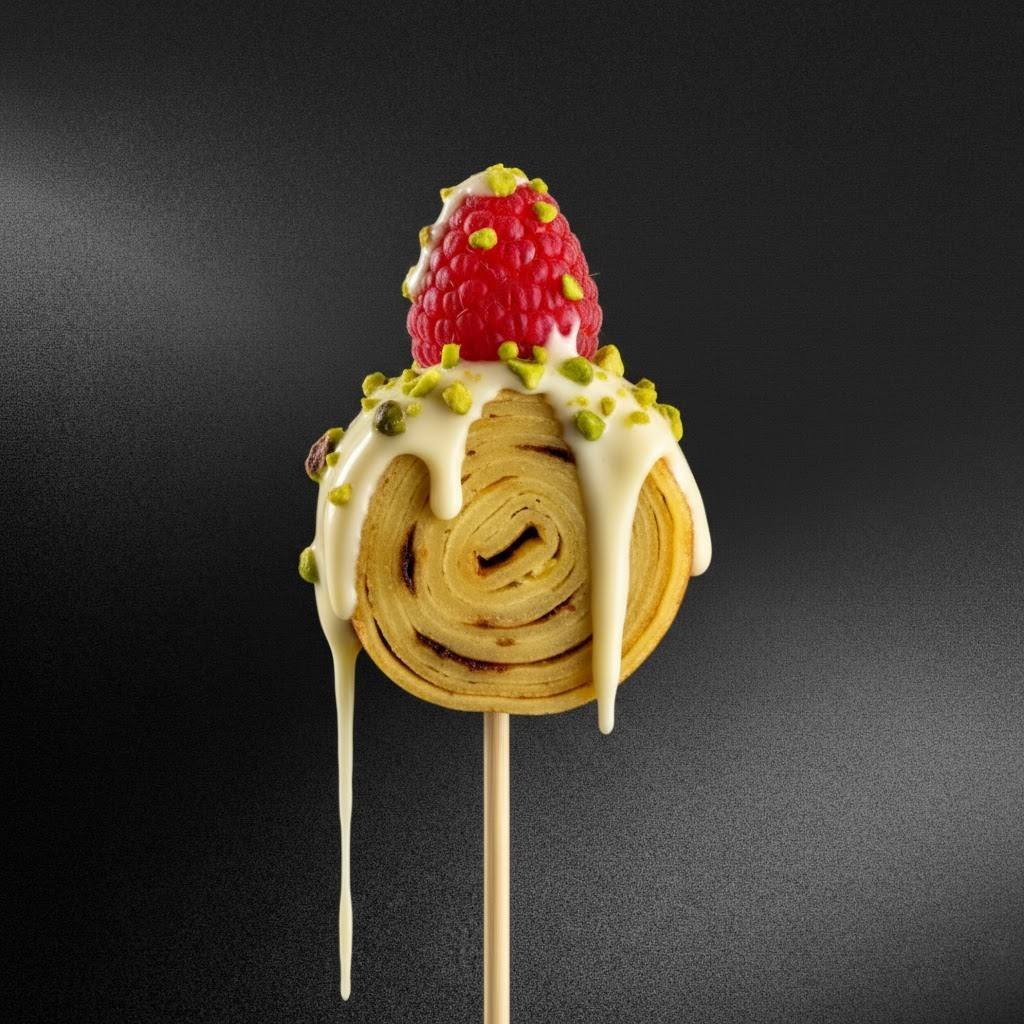 Crêpes roulées framboise pistache