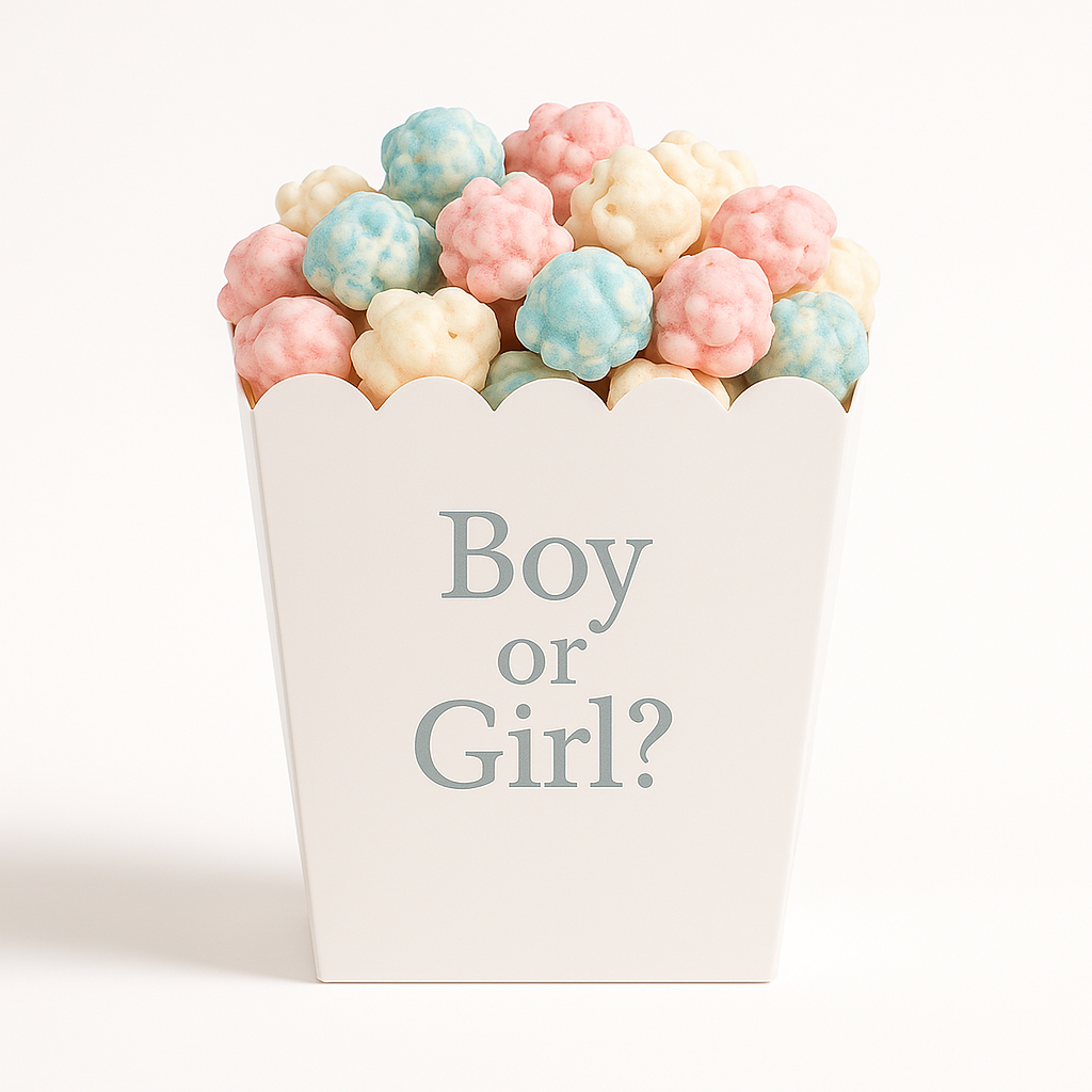 Popcorn Gender Reveal – bleu rose pastel