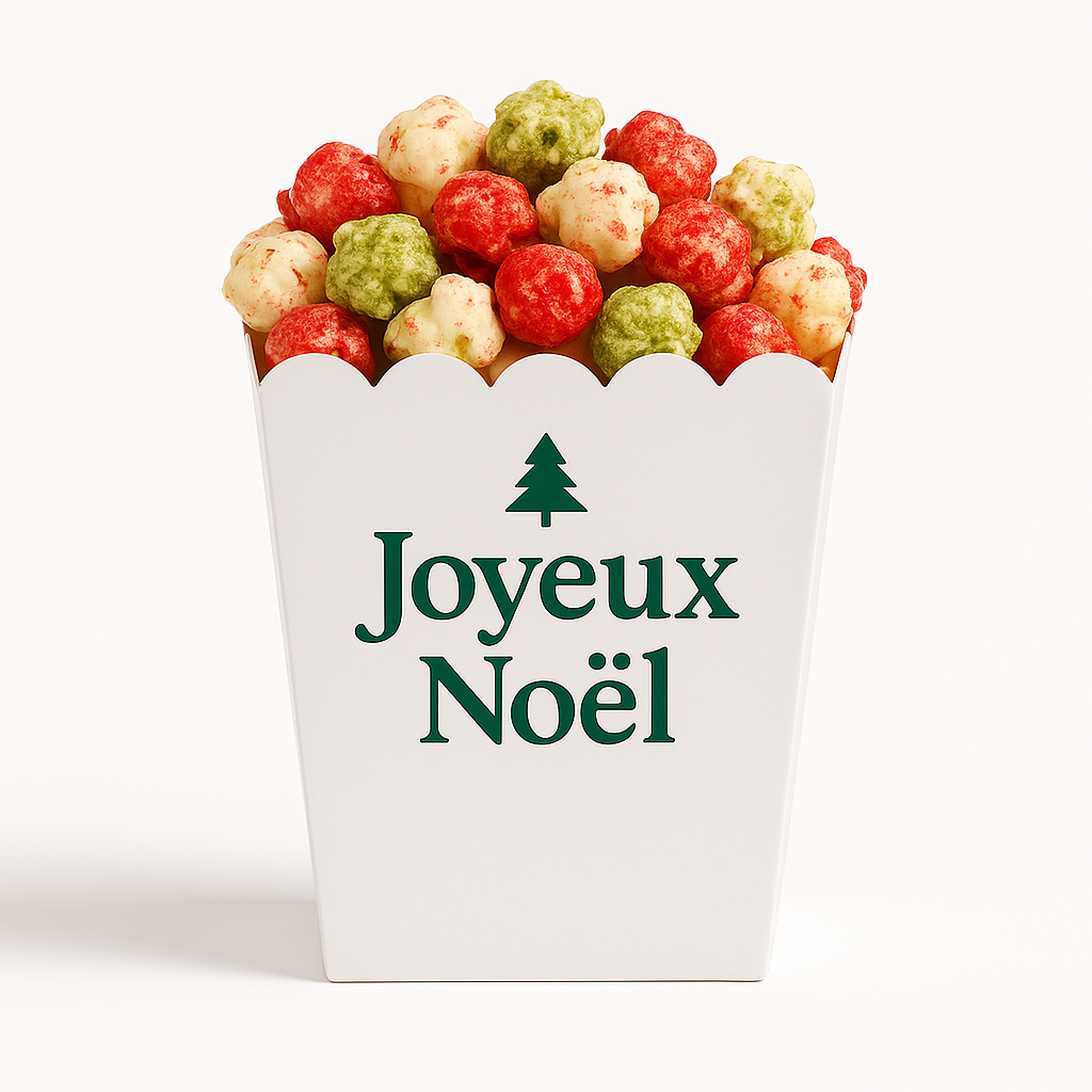 Popcorn Noël rouge vert blanc – édition festive