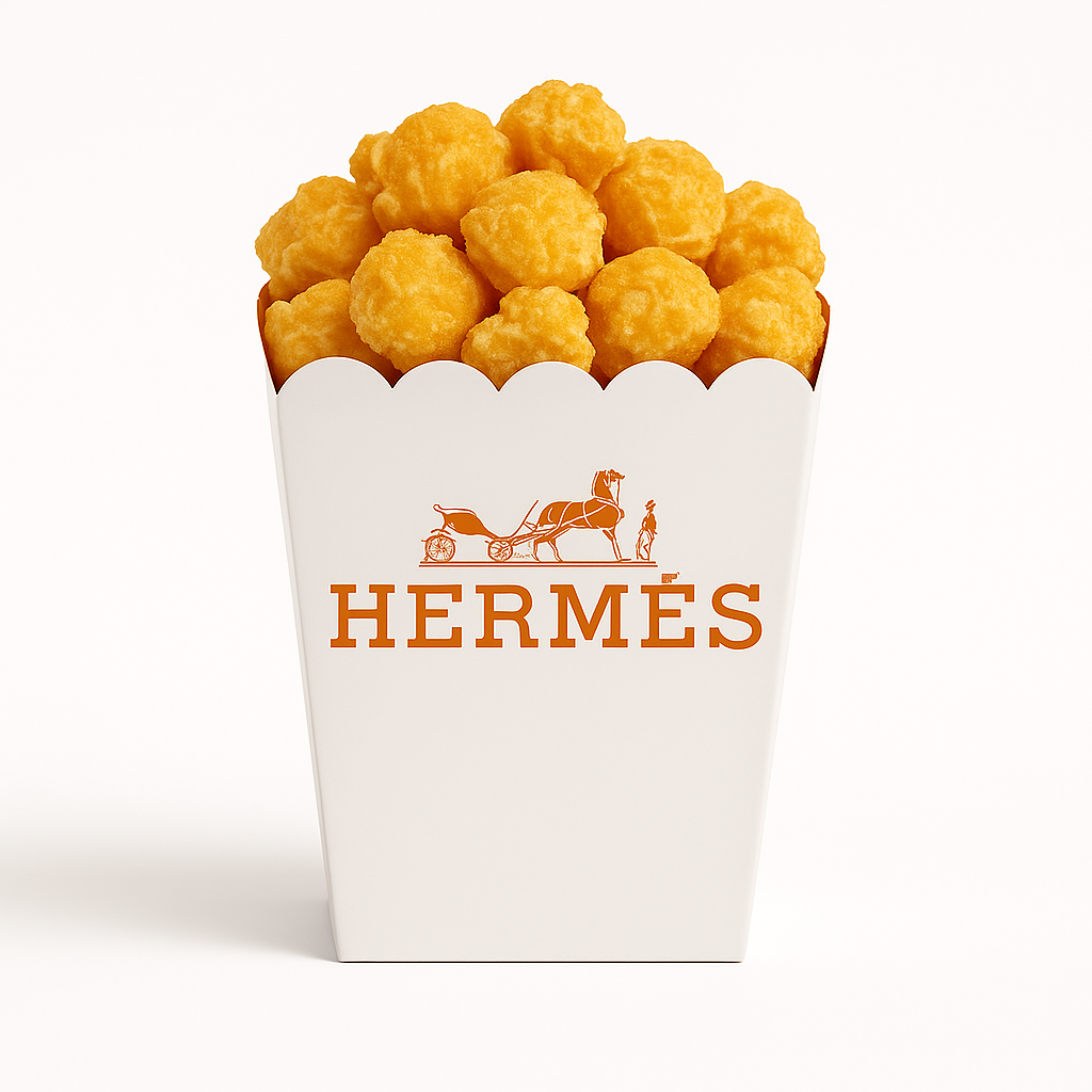 Popcorn Hermès saveur cheddar orange premium