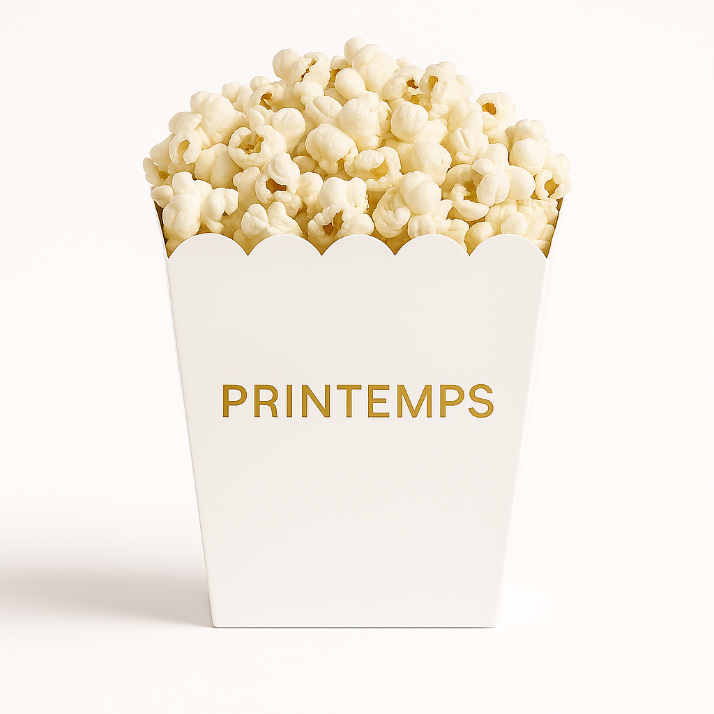 Popcorn Printemps design blanc et doré