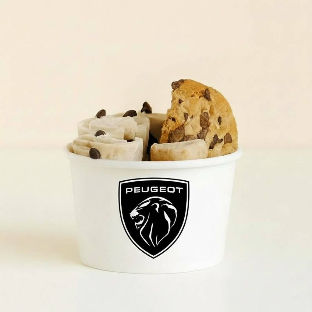 Ice Roll personnalisé aux couleurs Peugeot pour événement entreprise ou salon automobile
